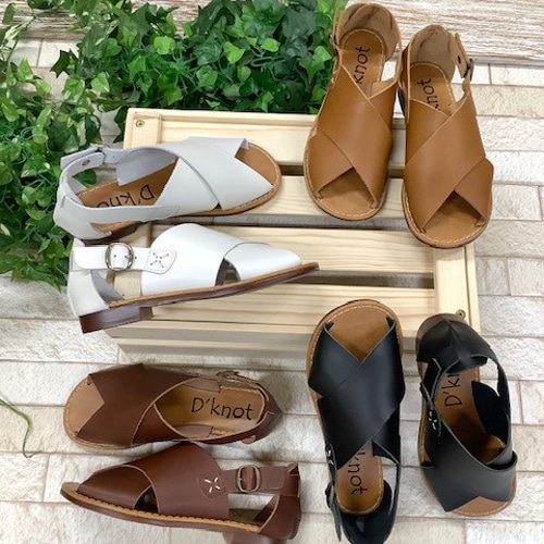 夏の定番！】厚口オイルレザーのざっくりクロスサンダルフラットソール