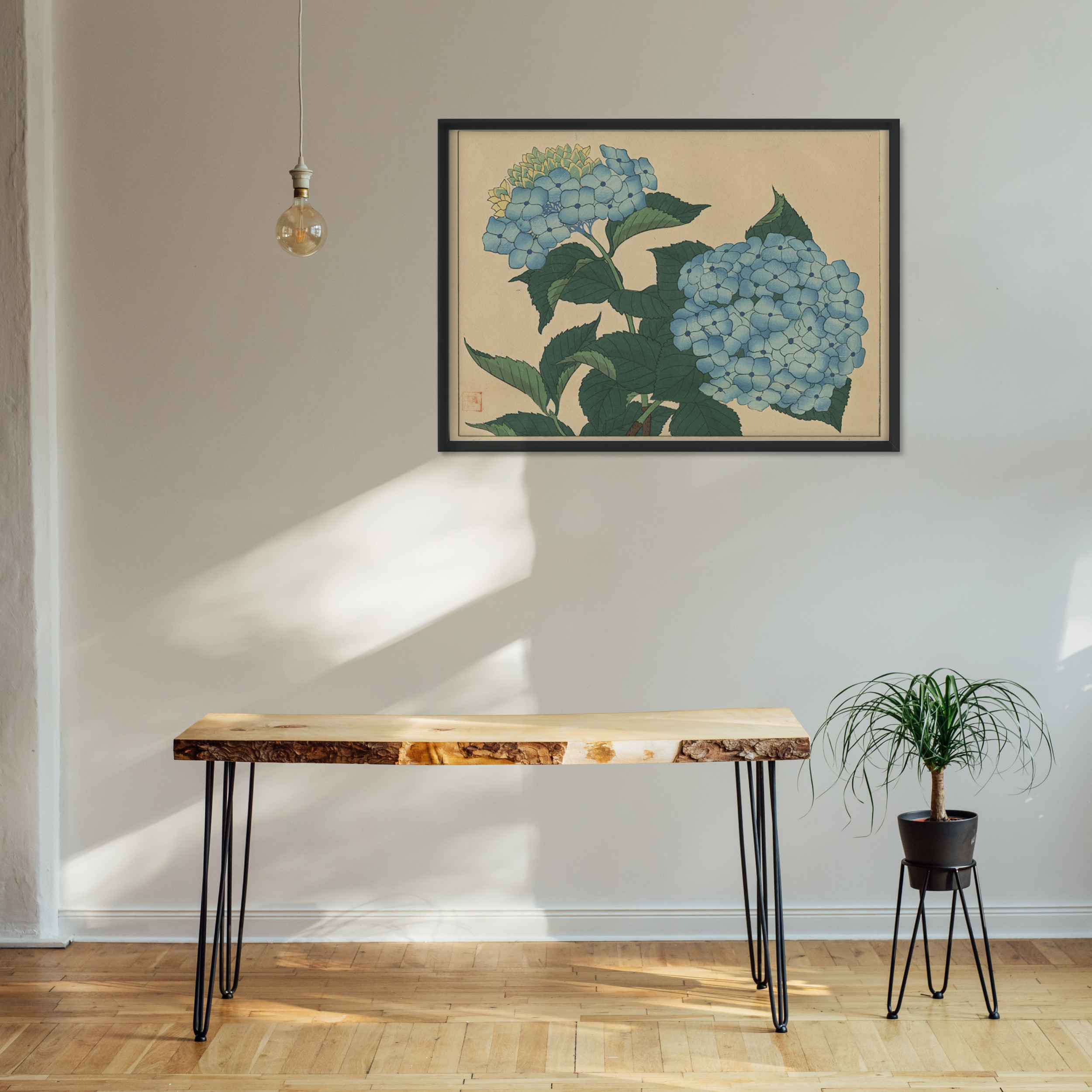 NO.443】紫陽花の日本画絵画アートポスター☆水色梅雨和室インテリア夏