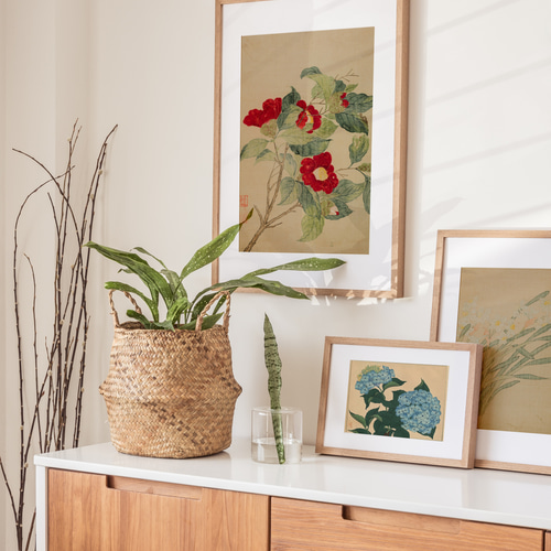 NO.443】紫陽花の日本画絵画アートポスター☆水色梅雨和室