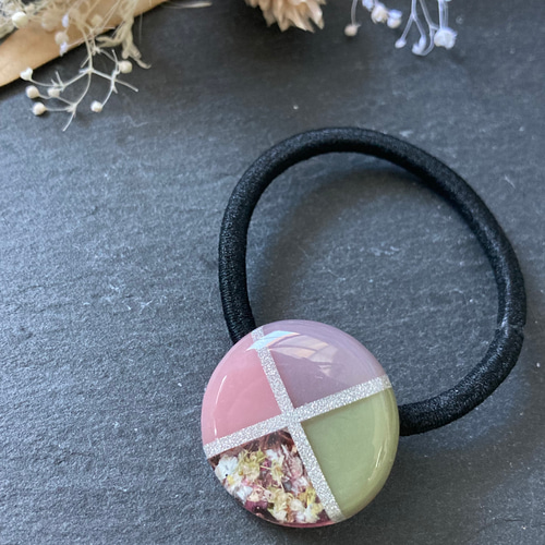 くすみカラー ヘアゴム 多色 ドライフラワー ハンドメイド レジン ヘア 