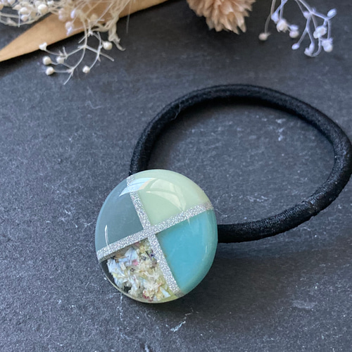 くすみカラー ヘアゴム 多色 ドライフラワー ハンドメイド レジン ヘア 