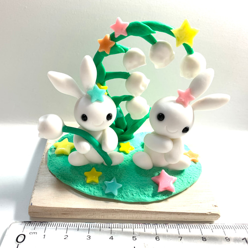 シーグラスラインストーンアート キラキラ三日月とうさちゃん