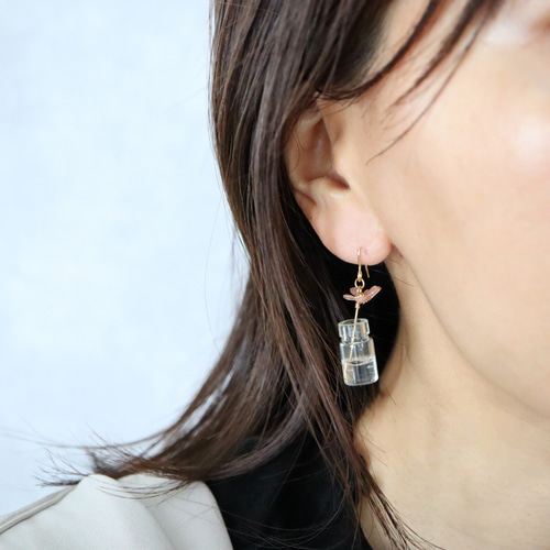 一輪挿し✾コスモスのピアス/イヤリング ピアス（その他） いちりん 