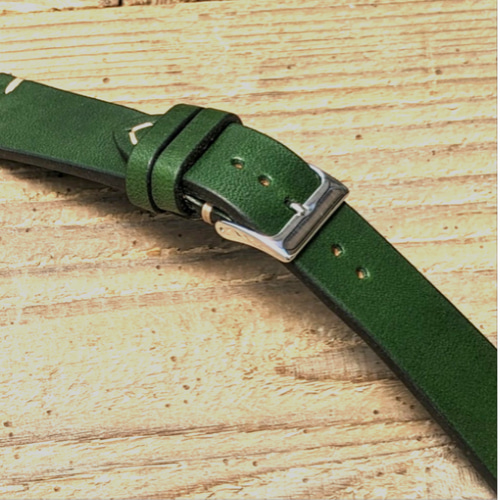 ウィケット＆グレイグ レザー グリーン｜ダブルステッチ 時計ベルト