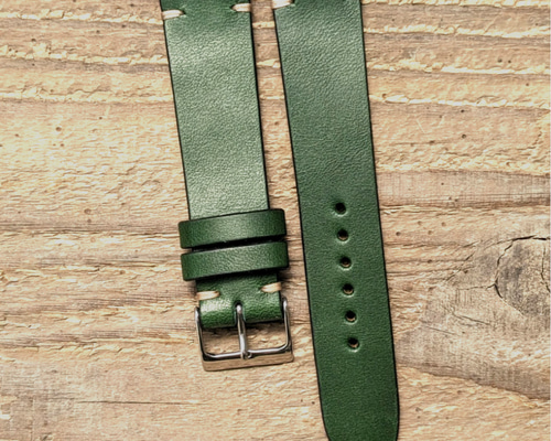 ウィケット＆グレイグ レザー グリーン｜ダブルステッチ 時計ベルト