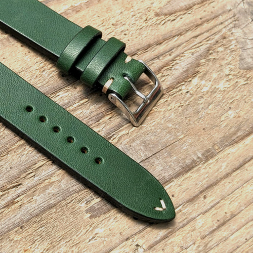 ウィケット＆グレイグ レザー グリーン｜ダブルステッチ 時計ベルト