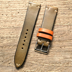 ウィケット＆グレイグ レザー オリーブ｜ダブルステッチ ツートーン