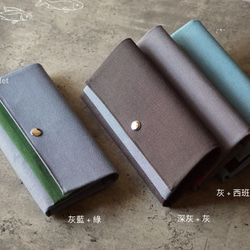 Wallet Men- 8 card-slots/zipper case/canvas/grey-gift 7枚目の画像