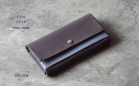 Wallet Men- 8 card-slots/zipper case/canvas/grey-gift 1枚目の画像