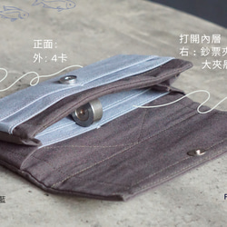 Wallet Men- 8 card-slots/zipper case/canvas/grey-gift 5枚目の画像