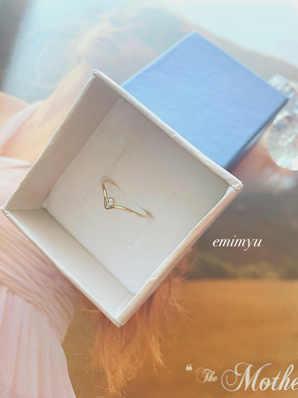 K14GF Gold Stacking Chevron CZ Ring 5枚目の画像