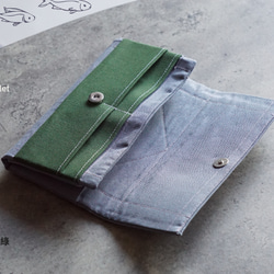 Wallet Men - 8 card-slots/zipper case/canvas/grey-gift 2枚目の画像