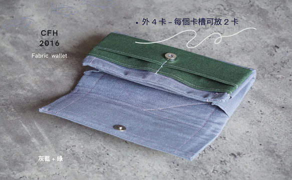 Wallet Men - 8 card-slots/zipper case/canvas/grey-gift 6枚目の画像