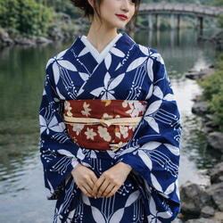 MA-YA様2点おまとめ品　紅葉柄　着物　紅葉　流水　青　藍色　縞　トールサイズ MA-YA様2点おまとめ品 紅葉柄 着物 紅葉 流水 青 藍色 縞 トールサイズ