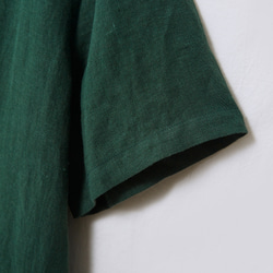 穿著方便又舒適！ 100%亞麻洋裝短袖深藍綠230507-2 第4張的照片