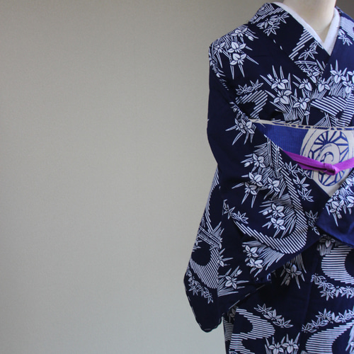 超美品　綿　コーマ　本染浴衣　浴衣 着物　夏物　161 青　紺　トール　菖蒲 超美品 綿 コーマ 本染浴衣 浴衣 着物 夏物 161 青 紺 トール