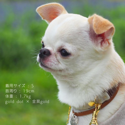 【受注制作】小型犬の首輪 Size S / 12ｍｍ幅 リネン×ラメドット 11枚目の画像
