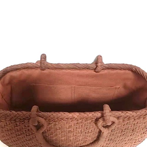 山葡萄バッグ楕円高級極細網代 山葡萄バッグ高級極細網代 山葡萄高級極細網代(リボン) かご