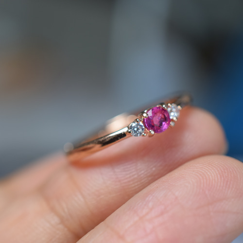 RG23-205 宝石質 天然 ピンク サファイア リング 指輪 シンプル