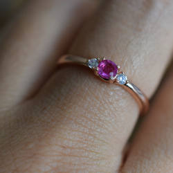 RG23-205 宝石質 天然 ピンク サファイア リング 指輪 シンプル フリーサイズ 18KGP 金属アレルギー対応 8枚目の画像
