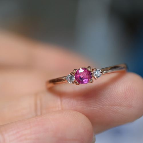 RG23-205 宝石質 天然 ピンク サファイア リング 指輪 シンプル ...