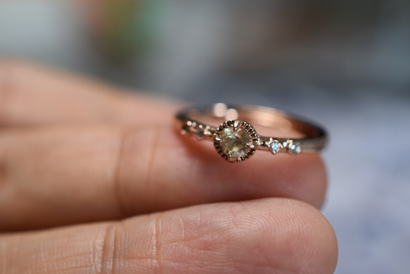 RG23-206 宝石質 ミャンマー産 天然 イエロー ジルコン 風信子石 リング 指輪 シンプル フリーサイズ 金属ア 4枚目の画像