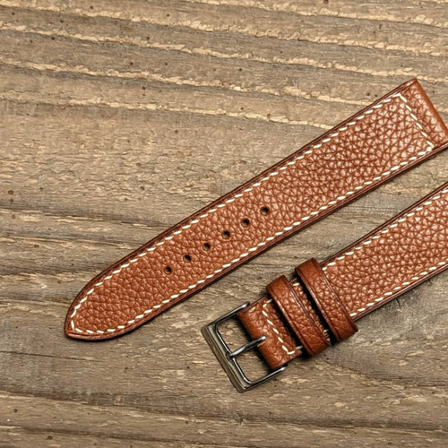 フレンチレザーカーフスキン ゴールド エンボス｜ボックスステッチ