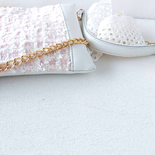 限定送料込み】ミロス社の尾州ツイード と 本革 の スマホポシェット