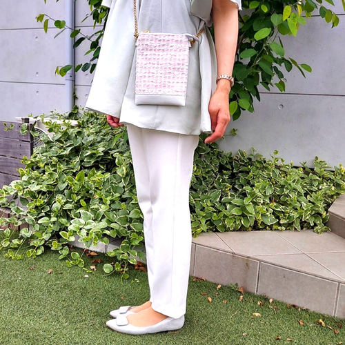 限定送料込み】ミロス社の尾州ツイード と 本革 の スマホポシェット