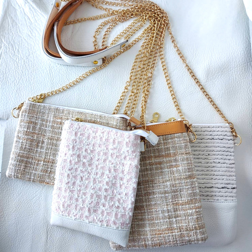 限定送料込み】ミロス社の尾州ツイード と 本革 の スマホポシェット