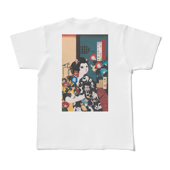 猫の浮世絵Tシャツ／ホワイト／受注生産 3枚目の画像