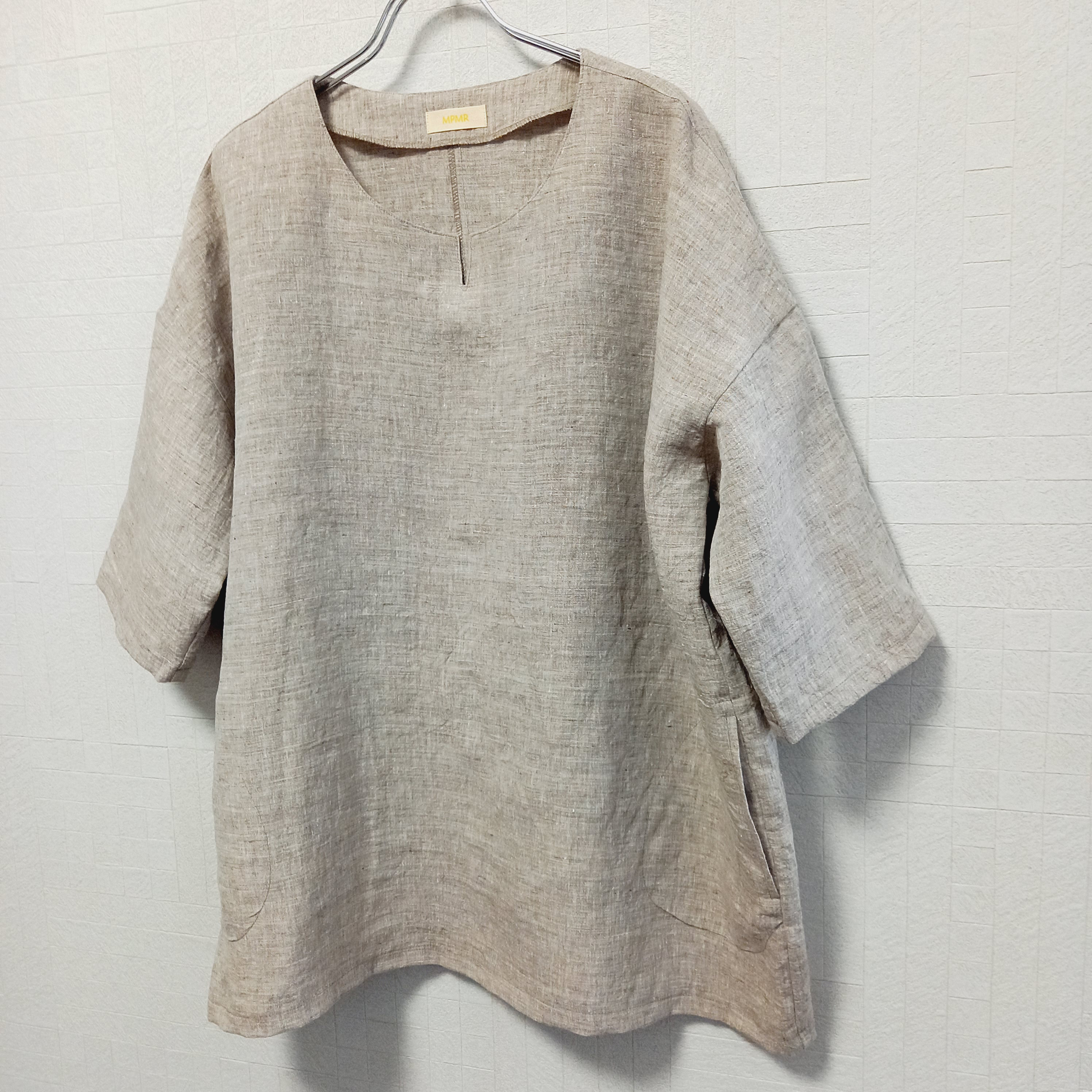 ビッグサイズプルオーバー(リネン)(サンドベージュ)