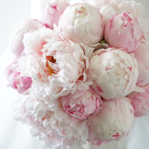 ピンク芍薬のウェディングブーケ&ブートニア 造花ブーケ