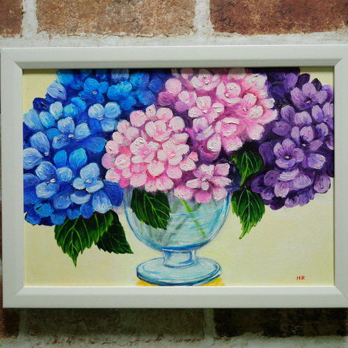 油絵 絵画【紫陽花の花】 絵画 HR 通販 15894552｜Creema(クリーマ