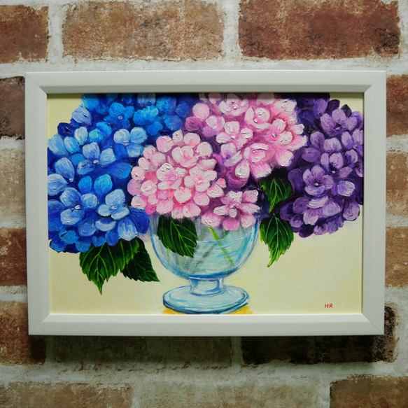 安い 絵画【紫陽花の花】 油絵 絵画 15894552｜Creema 通販 HR 絵画
