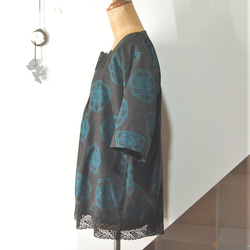 大島紬　華紋のチュニック　着物リメイク 5枚目の画像