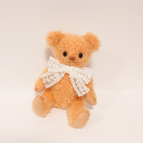 小さなオレンジモヘア テディベア 14cm ぬいぐるみ yukumao 通販