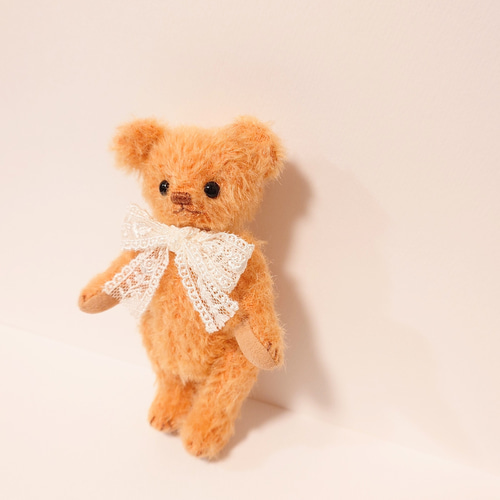 小さなオレンジモヘア テディベア 14cm ぬいぐるみ yukumao 通販