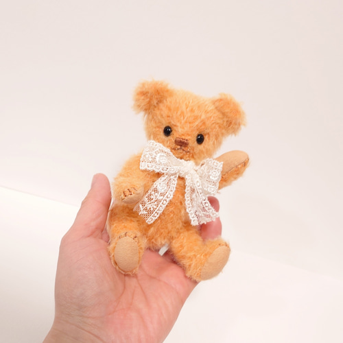 小さなオレンジモヘア テディベア 14cm ぬいぐるみ yukumao 通販