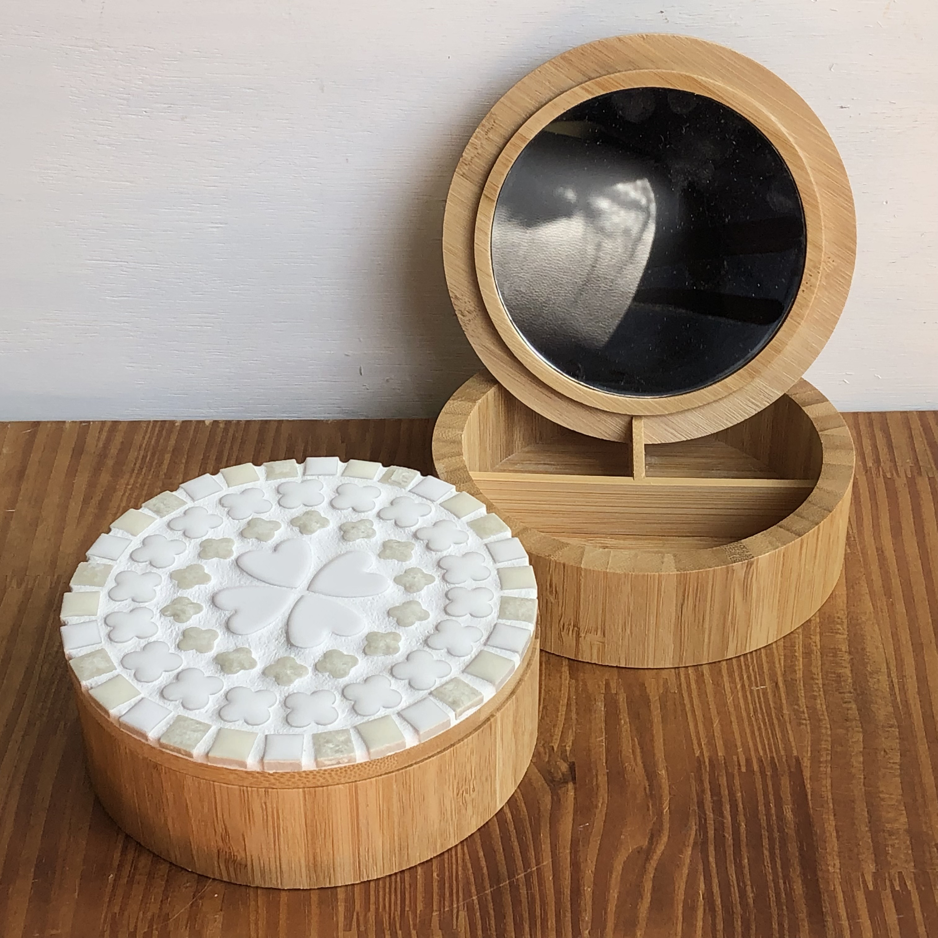 らでん 螺鈿細工 小物入れ アクセサリーケース 鏡付き ぽ*た様 らでん