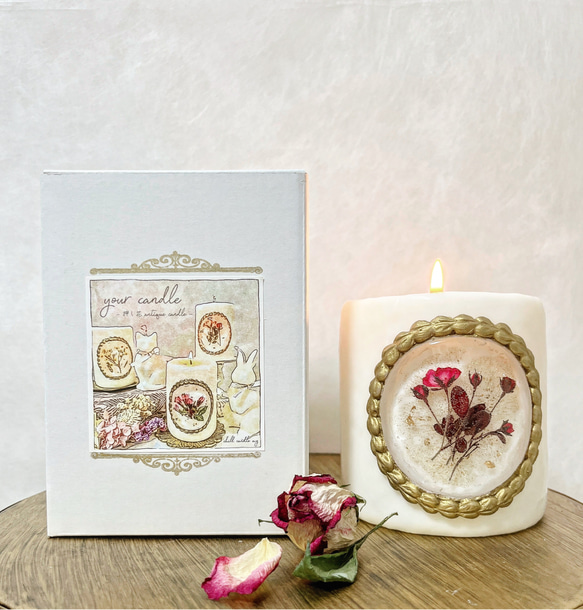 押し花antique candle -ワイドタイプ-  アロマキャンドル　ソイキャンドル　誕生日　プレゼント　ギフト　 11枚目の画像