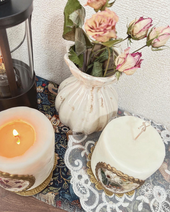 押し花antique candle -ワイドタイプ-  アロマキャンドル　ソイキャンドル　誕生日　プレゼント　ギフト　 12枚目の画像