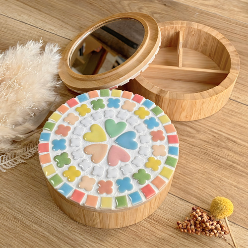 鏡つき！ジュエリーボックス/アクセサリーケース/小物入れ ホワイト