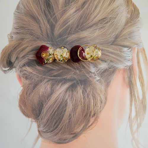 ボタニカル*フラワーバレッタ/クリップ【レッド】 バレッタ Betty1001  