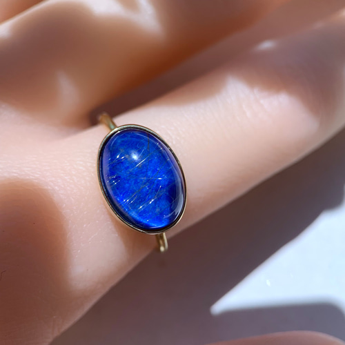 ラピスラズリ×ルチルクォーツ ダブレット ストーン リング 49 受注制作】ルチルクォーツ × ラピスラズリ ダブレットストーン リング