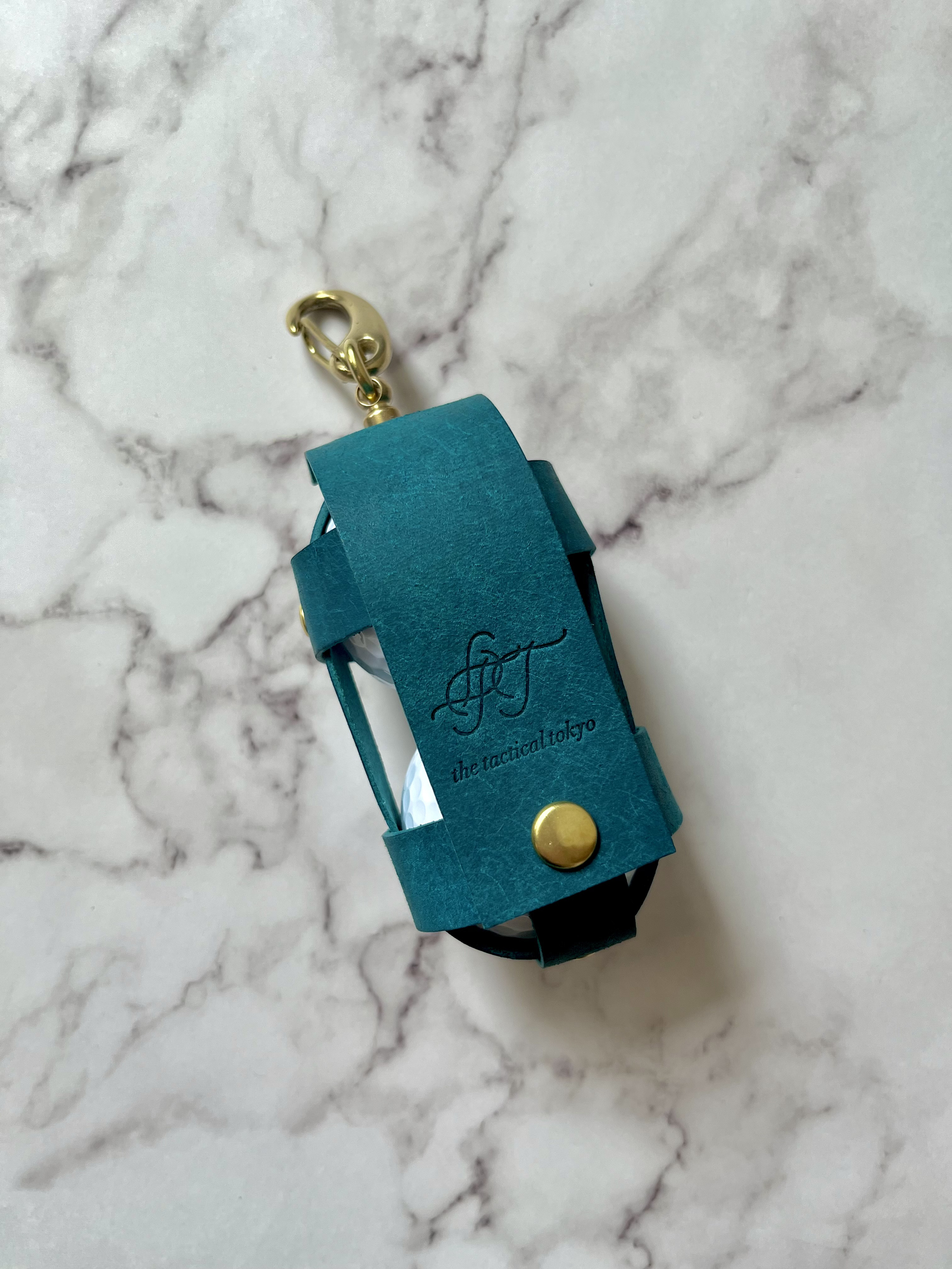 【イタリアンレザー】ゴルフボールケース ターコイズ