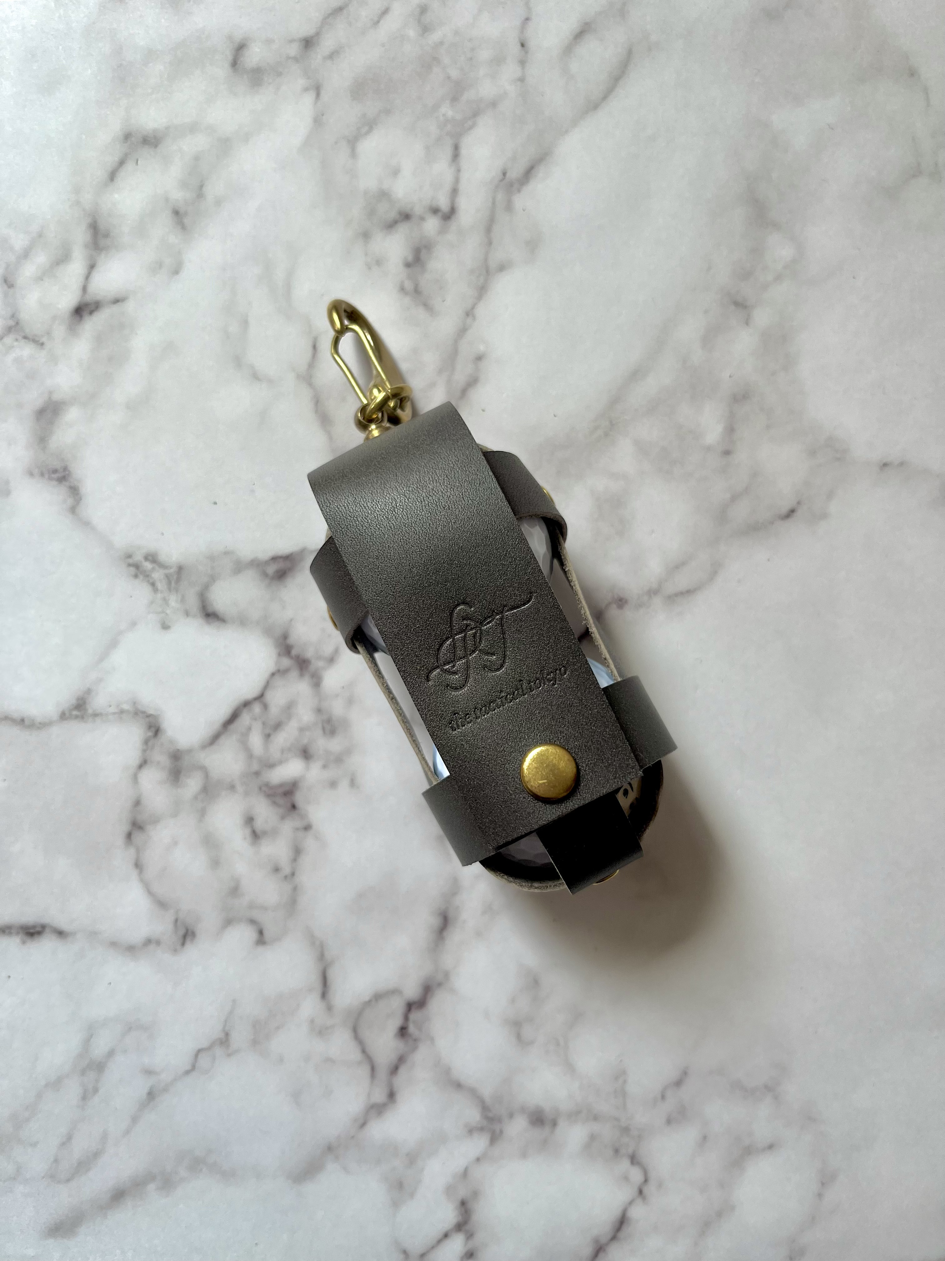 【国産本革】ゴルフボールケース ダークグレー