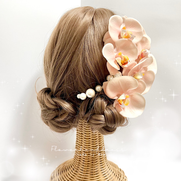 袴　卒業式　パールヘア　成人式　結婚式　振袖　和装　ウェディングヘア　髪飾り　七五三　753 パールヘア　胡蝶蘭　 2枚目の画像