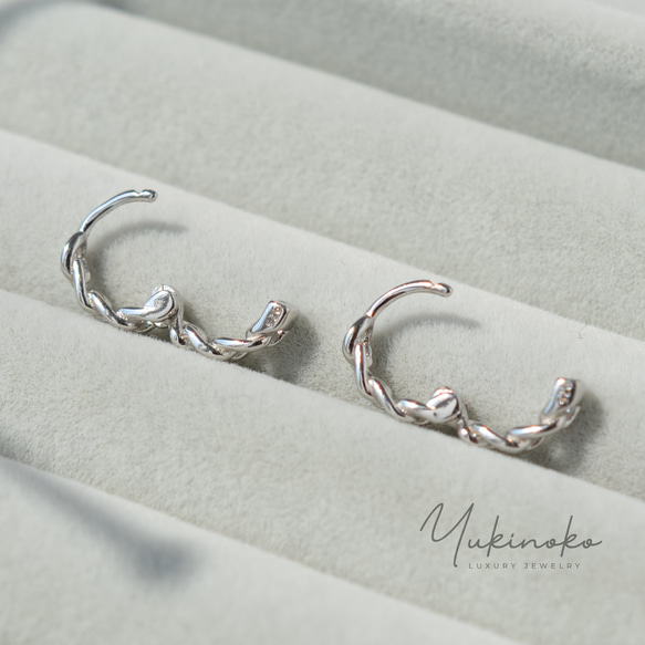 P054S Kihei 設計的美麗耳環 銀 925 純銀 K18WG 無性別耳環 第5張的照片