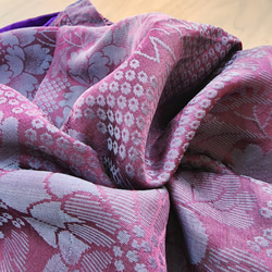 ロング フレアスカート 紫色 サイド切り替え 絹 silk 八掛 M~Lサイズ 5枚目の画像
